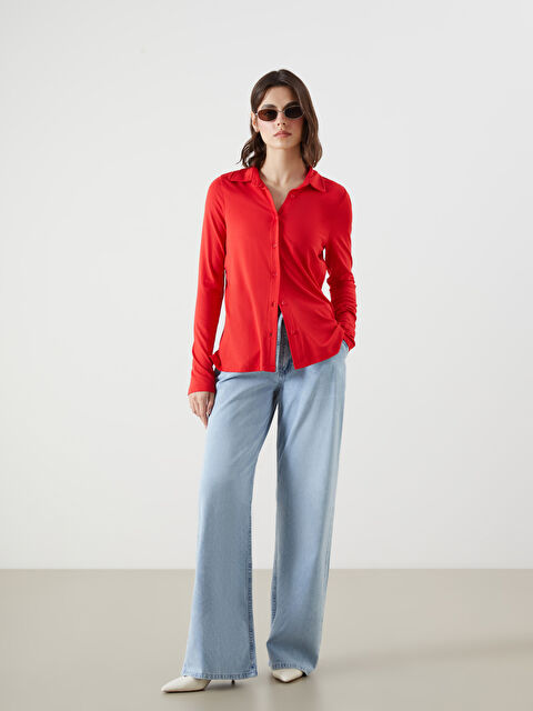 LCW Jeans Beli Lastikli Wideleg Kadın Jean Pantolon - S5QP56Z8-311