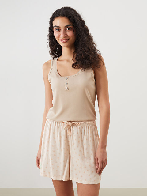 LCW DREAM U Yaka Dokulu Kadın Pijama Üstü - S5QP91Z8-FPK