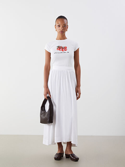 LCW Vision Bisiklet Yaka Baskılı Kadın Tişört - S5QQ29Z8-R9J