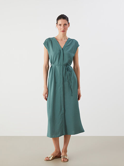 LCWAIKIKI Classic V Yaka Beli Bağlamalı Elbise - S5QQ40Z8-MKD