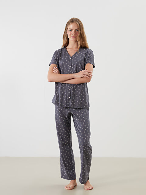 LCW DREAM V Yaka Puantiyeli Hamile Pijama Takımı - S5QQ82Z8-LRX