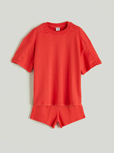 LCW Kids Bisiklet Yaka Kız Çocuk Tişört ve Şort - S5QR23Z4-GXV