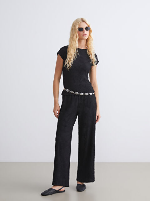 XSIDE Beli Lastikli Dokulu Kadın Pantolon - S5QR30Z8-CVL