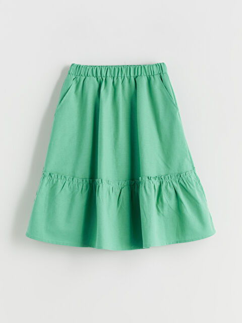 LCW Kids Beli Lastikli Keten Karışımlı Kız Çocuk Etek - S5QR77Z4-GKC