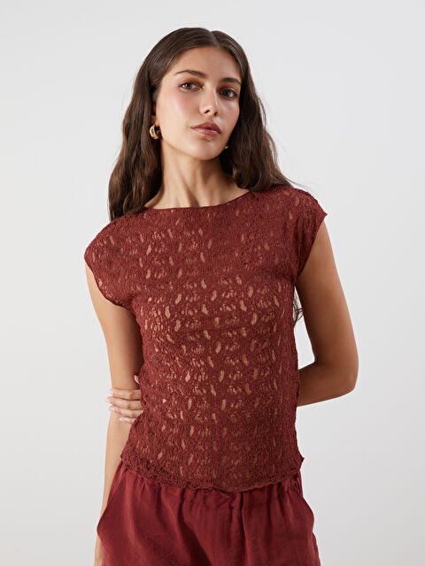 LCW Vision Kayık Yaka Dantelli Bluz - S5QR95Z8-HJS