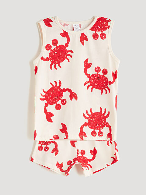 LCW baby Yengeç Baskılı Erkek Bebek Tişört ve Şort 2'li - S5QS11Z1-LRA