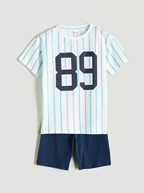 LCW Kids Bisiklet Yaka Erkek Çocuk Şortlu Pijama Takımı - S5QS19Z4-LU7