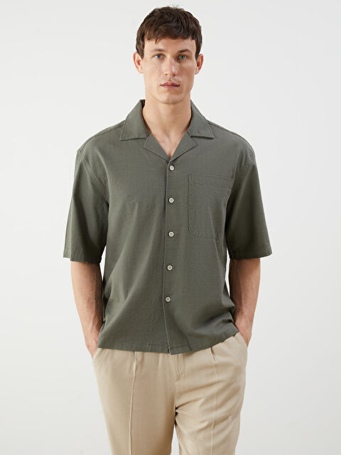 LCW Vision Regular Fit Resort Yaka Kısa Kollu Poplin Erkek Gömlek - S5QS30Z8-DYG