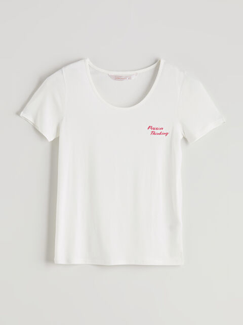 LCW DREAM U Yaka Baskılı Kadın Pijama Üst