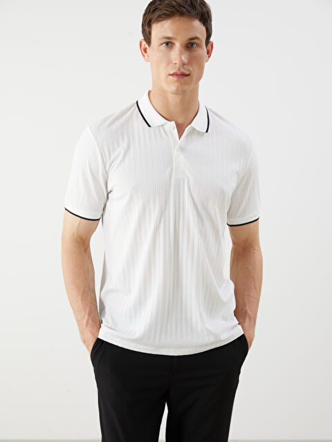 LCW Vision Polo Yaka Çizgili Erkek Dokulu Tişört - S5QT30Z8-R9J