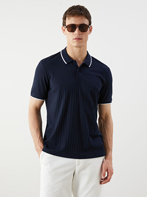 LCW Vision Polo Yaka Çizgili Erkek Dokulu Tişört - S5QT30Z8-RFH