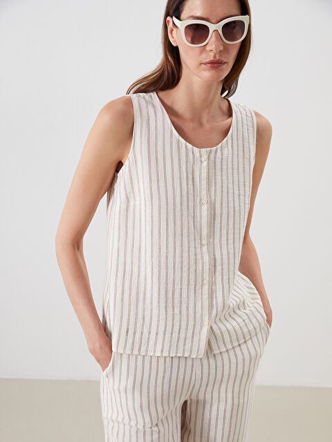 LCWAIKIKI Classic Bisiklet Yaka Çizgili Bluz - S5QT53Z8-LEW