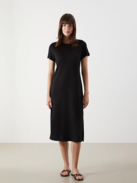 LCW Comfort Bisiklet Yaka Midi Elbise - S5QT54Z8-CVL