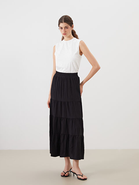 LCW Modest Beli Lastikli Katkat Pileli Etek - S5QT57Z8-CVL