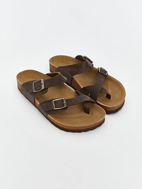 LCW STEPS Çift Bantlı Deri Görünümlü Kadın Sandalet - S5QU12Z8-HCN