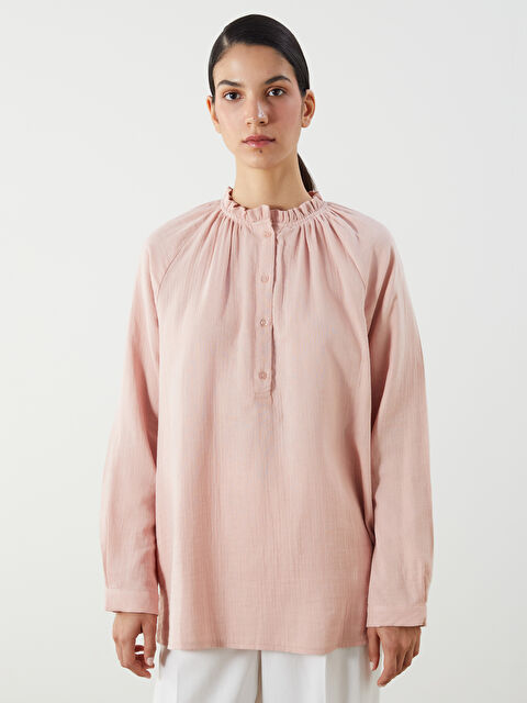 LCW Modest Fırfırlı Yaka Dokulu Müslin Bluz - S5QU71Z8-DHT