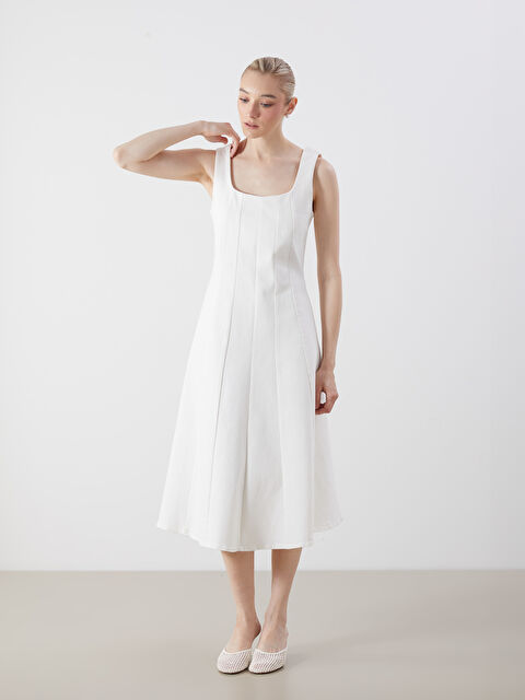 LCWAIKIKI Classic Kare Yaka A Kesim Mini Jean Elbise - S5QU90Z8-844