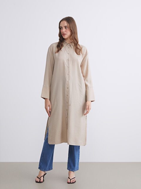 LCW Modest Oversize Modal Karışımlı Kadın Gömlek Tunik - S5QU92Z8-CWP