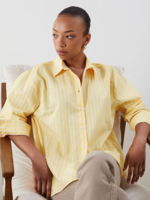 LCW Vision Çizgili Oversize Kadın Gömlek - S5QV05Z8-LKF