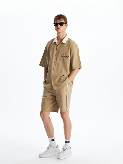 XSIDE Rahat Kalıp Keten Görünümlü Erkek Şort - S5QY12Z8-HZZ