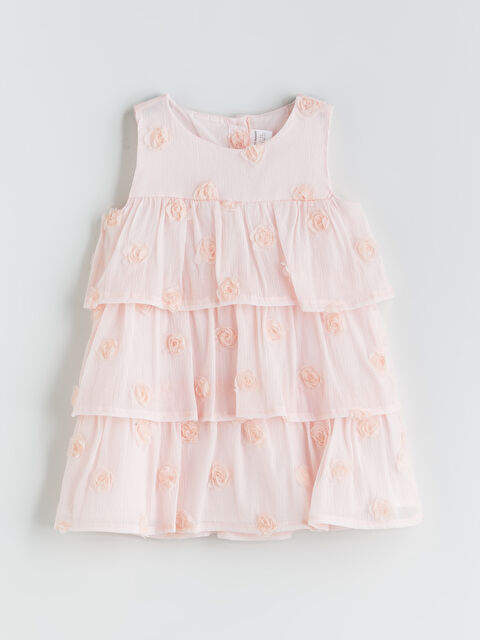 LCW Kids Çiçek Aplikeli Katkat Kız Çocuk Elbise - S5QY53Z1-FXC