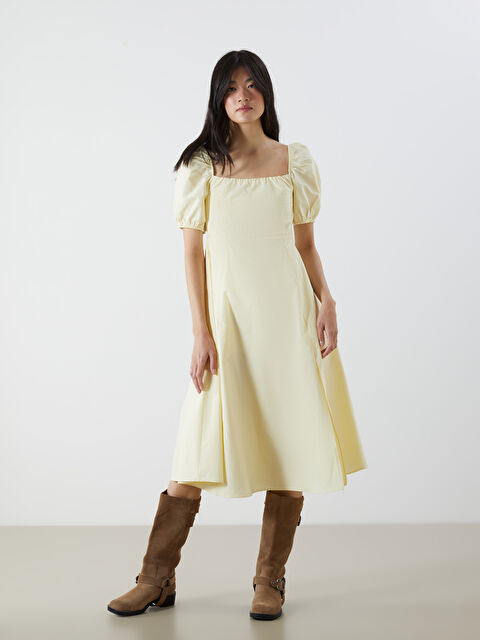 XSIDE Kare Yaka Yırtmaçlı Prenses Elbise - S5QY66Z8-ETY