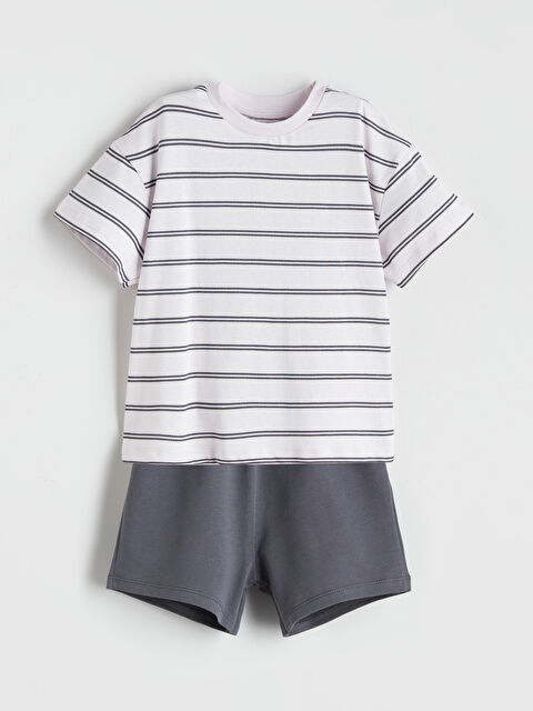 LCW baby Bisiklet Yaka Erkek Bebek Tişört ve Şort 2'li - S5QY77Z1-LSE