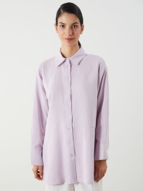 LCW Modest Oversize Müslin Kadın Gömlek Tunik - S5QY94Z8-FSM