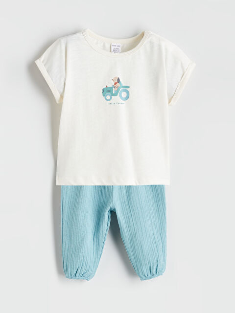 LCW baby Baskılı Erkek Bebek Tişört ve Pantolon 2'li - S5R025Z1-FDU