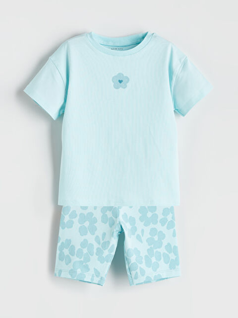 LCW baby Çiçekli Kız Bebek Tişört ve Tayt 2'li - S5R045Z1-FVW