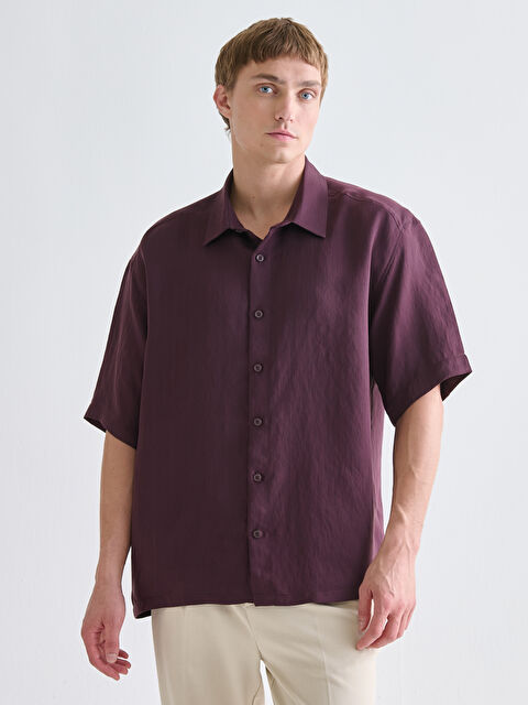 LCW Vision Rahat Kalıp Kısa Kollu Armürlü Erkek Gömlek - S5R097Z8-RNY