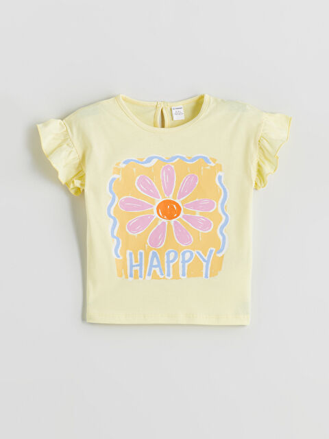 LCW Kids Bisiklet Yaka Çiçekli Kız Çocuk Tişört - S5R114Z1-FTH