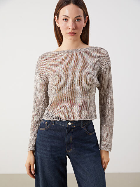 LCW Comfort Bisiklet Yaka Ajurlu Kadın Triko Kazak - S5R126Z8-JKW