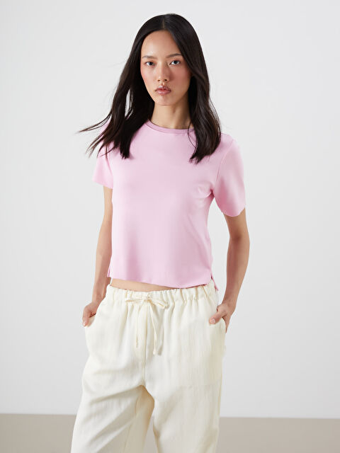 LCW Vision Bisiklet Yaka Kadın Tişört - S5R187Z8-QY8