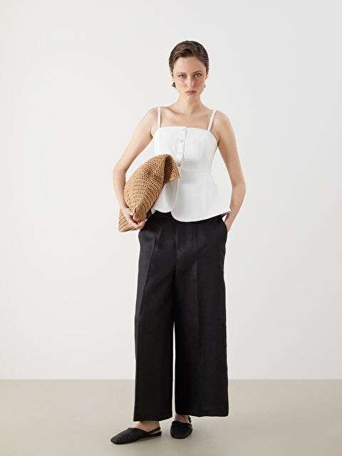 LCW Vision Beli Lastikli %100 Keten Kadın Pantolon - S5R207Z8-CVL