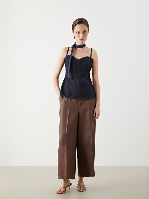 LCW Vision Beli Lastikli %100 Keten Kadın Pantolon - S5R207Z8-ZQP