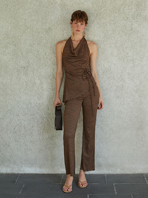 LCW Vision Beli Lastikli Dokulu Kadın Pantolon - S5R232Z8-R39