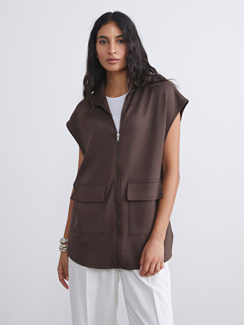 LCW Modest Dik Yaka Oversize Kadın Yelek - S5R243Z8-HEH