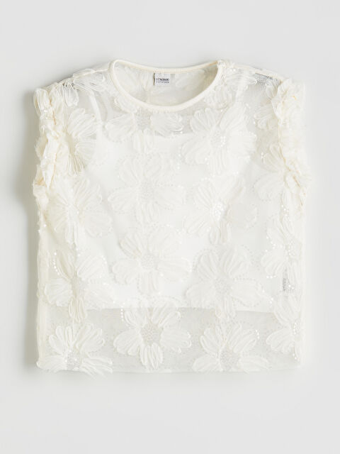 LCW Kids Bisiklet Yaka Çiçekli Kız Çocuk Bluz - S5R246Z4-R9J