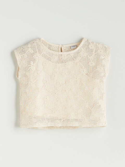 LCW Kids Bisiklet Yaka Dantel Detaylı Kız Çocuk Bluz - S5R249Z4-FDL