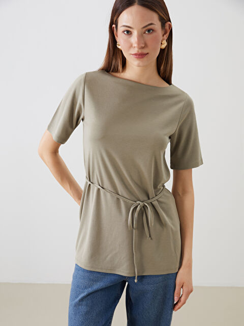 LCWAIKIKI Classic Kayık Yaka Modal Karışımlı Kadın Tişört - S5R271Z8-QZR