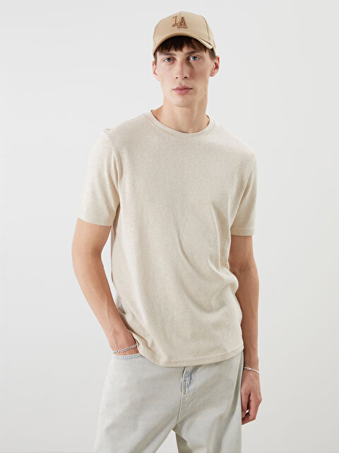 XSIDE Bisiklet Yaka Penye Erkek Tişört - S5R283Z8-Z6B