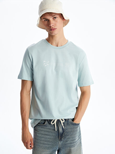 XSIDE Bisiklet Yaka Baskılı Penye Erkek Tişört - S5R285Z8-G3L