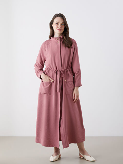 LCW Grace Dik Yaka Büzgülü Ferace - S5R300Z8-GVS