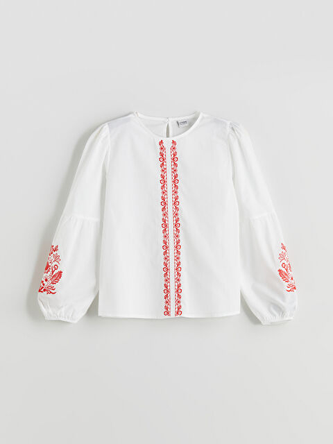 LCW Kids Bluză Brodată pentru Fete cu Guler Rotund - S5R348Z4-Q6K