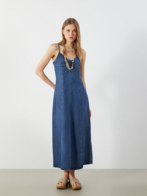 LCW Vision Kalp Yaka Askılı Jean Elbise - S5R362Z8-507