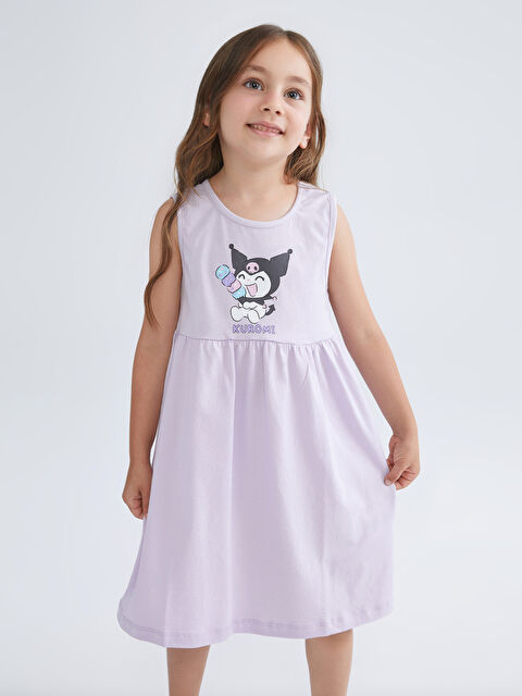 LCW Kids Kuromi Baskılı Kız Çocuk Penye Elbise - S5R377Z1-G0W