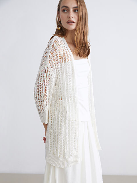 LCWAIKIKI Classic Şal Yaka Ajurlu Kadın Triko Hırka - S5R408Z8-R9J