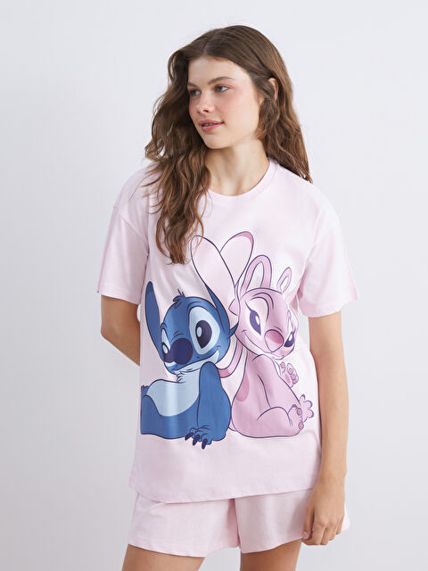 XSIDE تیشێرتی یاخە خڕی ژنان بە مۆڵەتی Lilo & Stitch - S5R496Z8-QWM