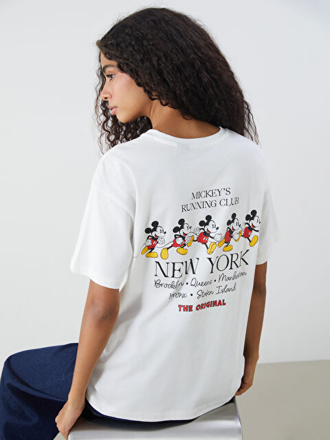 XSIDE Bisiklet Yaka Mickey Mouse Baskılı Kadın Tişört - S5R539Z8-R9J